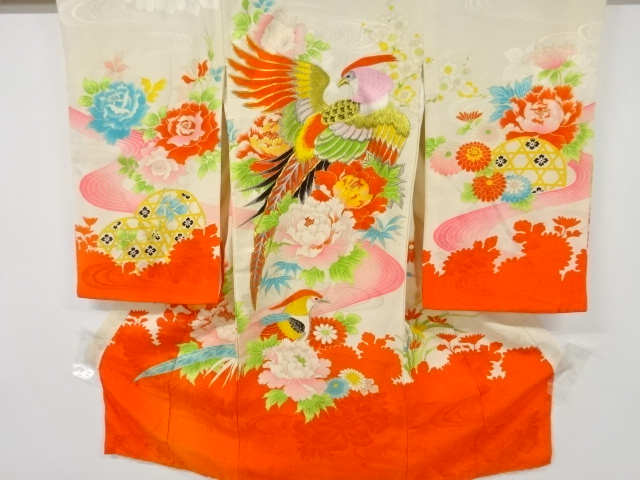 JAPANESE KIMONO / ANTIQUE KIMONO / EMBROIDERY / BIRD & FLOWER